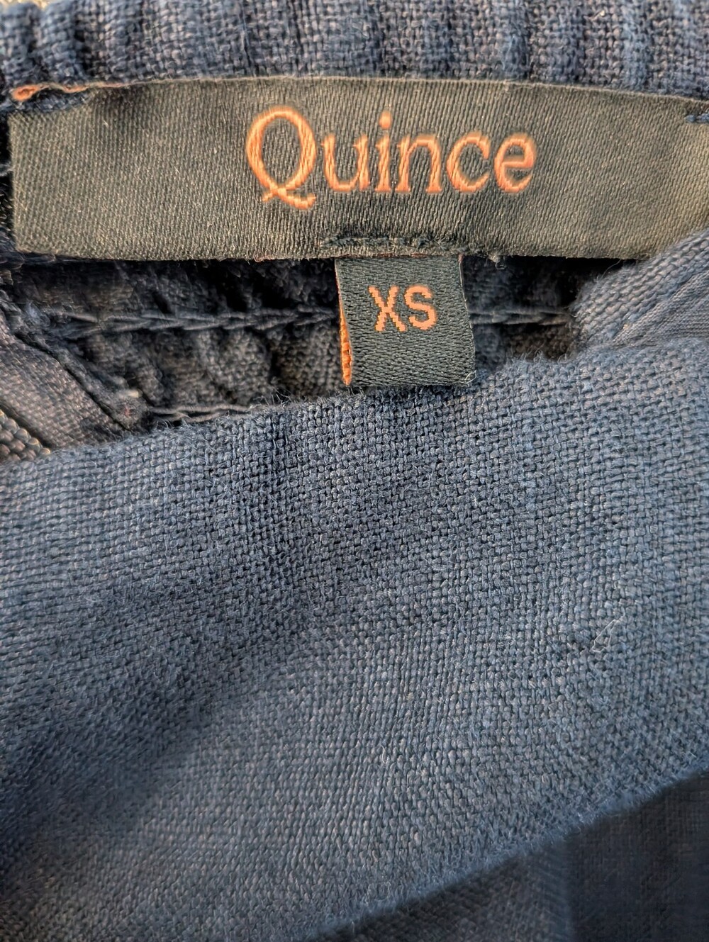 Quince 100% European Linen Fit & Flare Midi Dress Deep Navy Blue Coastal Size XS - Picture 12 of 14